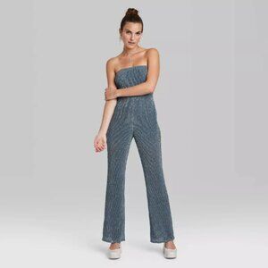 Wild Fable Women's Tube Sequin Slate Blue Mesh Jumpsuit
